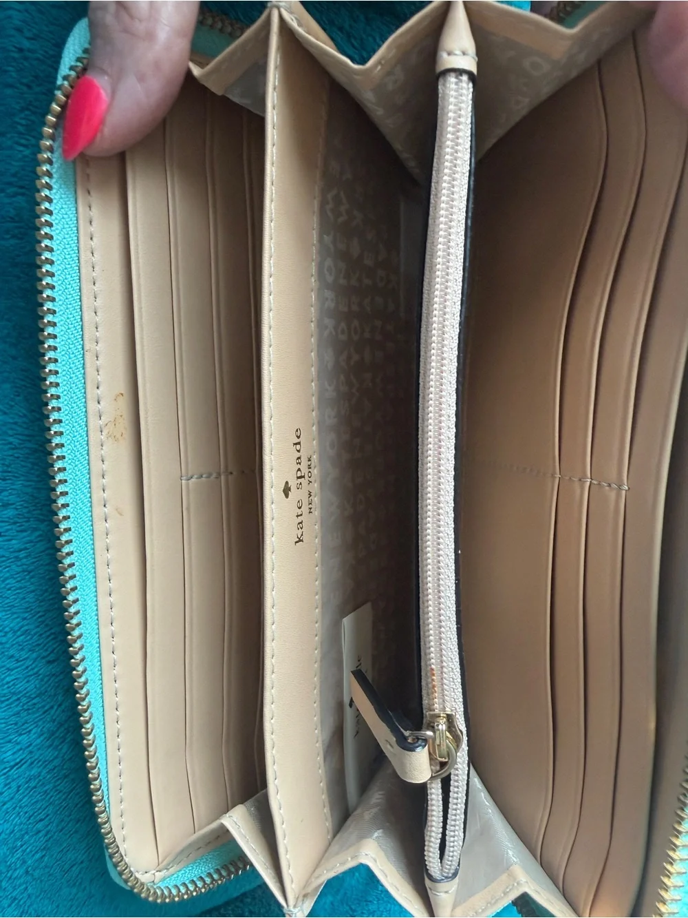 kate spade Berkshire Road Freshair Mint Zip-Around Wallet NWT